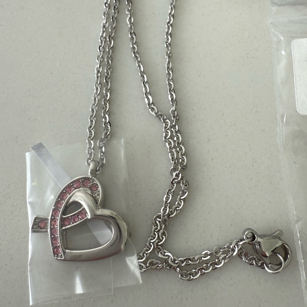 Breast Cancer Ribbon Pendant Necklace by Caravelle New York